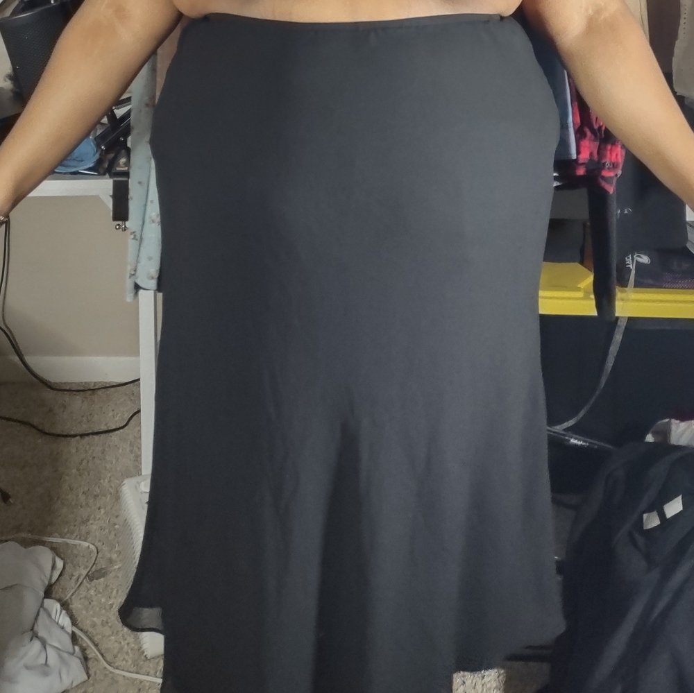 Black sheer layer skirt.